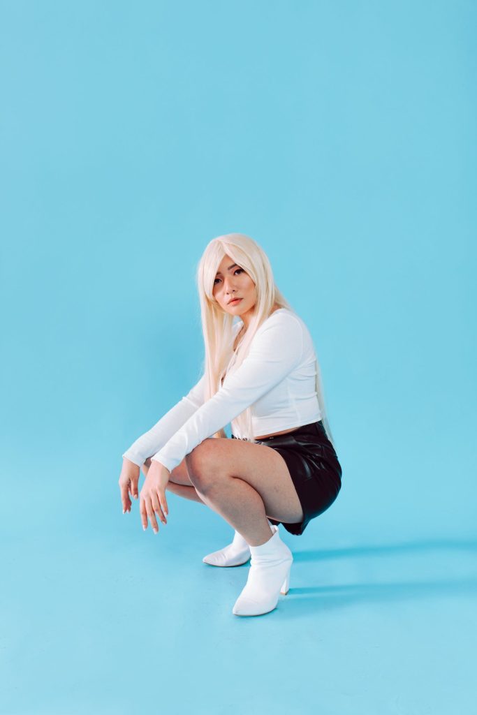 A girl with white wig